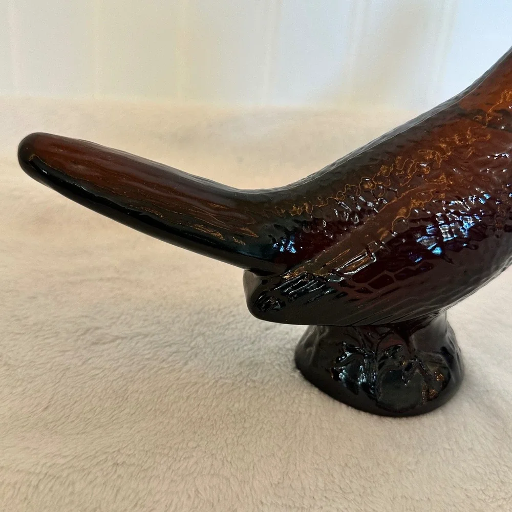 Avon Pheasant Decanter Men 5oz Brown Green Excellent Vintage‎ Glass After Shave